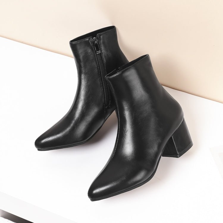 Autumn Winter Glitter Square Heel Pointed Low - Top Women Boots, Size:38(Black) - Mega Discount Store LebanonLebanon