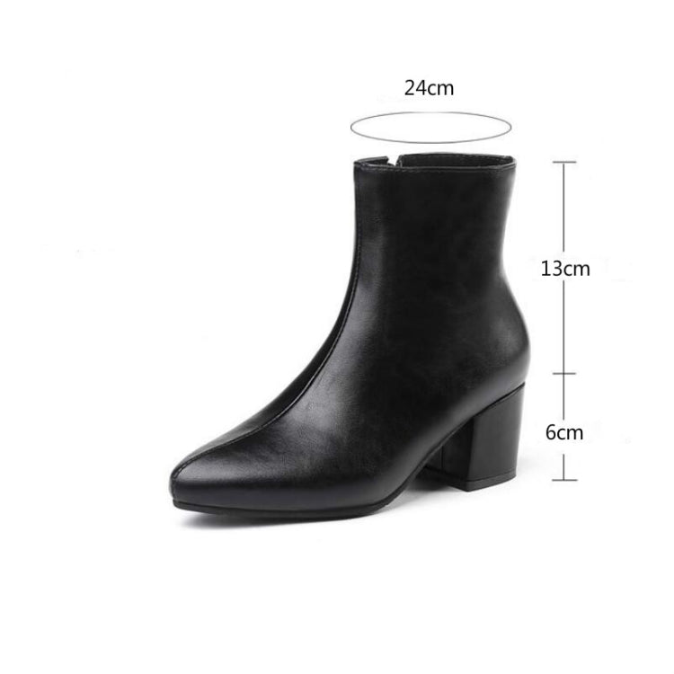 Autumn Winter Glitter Square Heel Pointed Low - Top Women Boots, Size:38(Black) - Mega Discount Store LebanonLebanon
