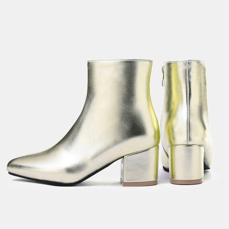 Autumn Winter Glitter Square Heel Pointed Low - Top Women Boots, Size:39(Black) - Mega Discount Store LebanonLebanon