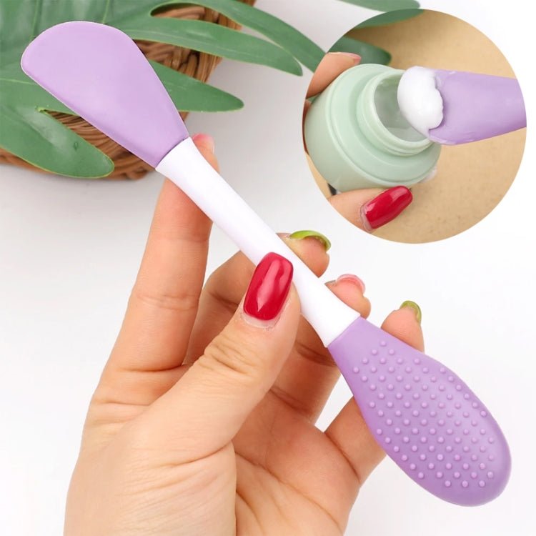 BEI WRH 2pcs Dual Head Silicone Face Mask Brush Face Cleansing Massage Brush Mud Mask Applicator(Purple) - Mega Discount Store LebanonLebanon