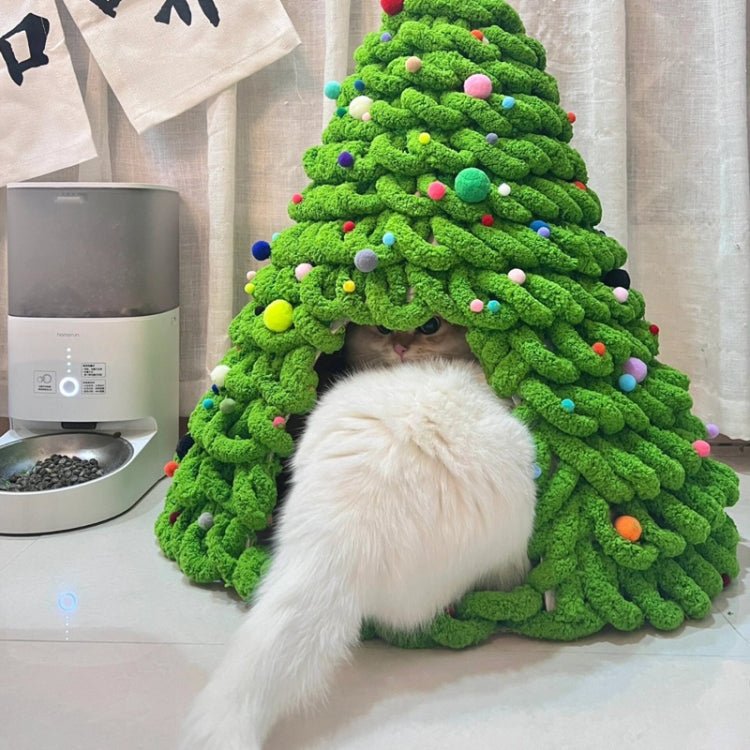 BEI WRH Christmas Tree Cat Nest Handmade DIY Yarn Material Kit Woolen Winter Warm Dog Kennel(Green) - Mega Discount Store LebanonLebanon