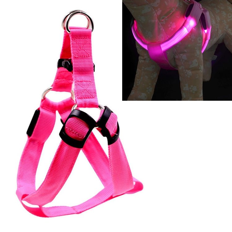 BEI WRH Double Sided LED Light Pet Harness Nylon Cat Dog Chest Strap Leash, Size:M(Pink) - Mega Discount Store LebanonLebanon