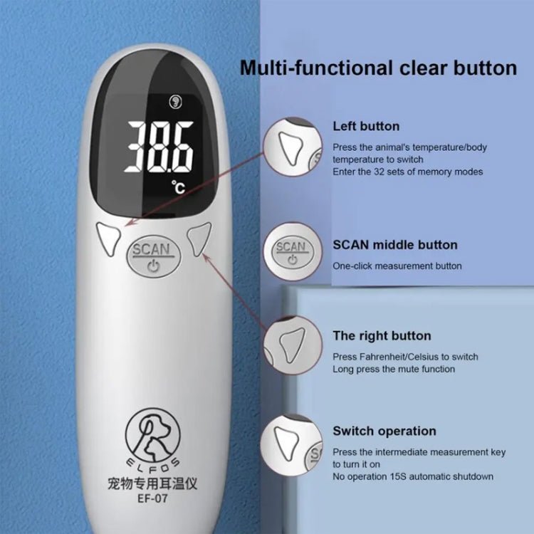BEI WRH ELOFS EF - 07 Pet Dog Cat Ear Digital Thermometer Accurate Infrared Measuring Animal Thermometer(White) - Mega Discount Store LebanonLebanon