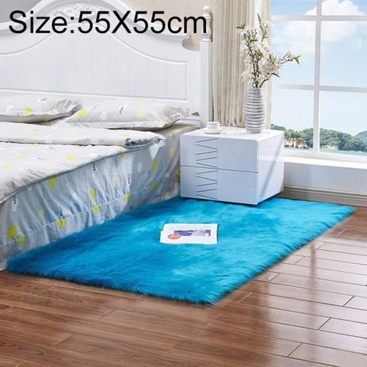 BEI WRH Luxury Rectangle Square Soft Artificial Wool Sheepskin Fluffy Rug Fur Carpet, Size:55x55cm(Dark Blue) - Mega Discount Store LebanonLebanon