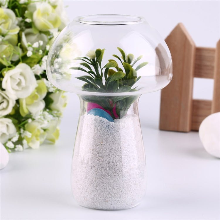 BEI WRH Mushroom Shaped Glass Vase Terrarium Bottle Container Flower Home Table Decoration - Mega Discount Store LebanonLebanon