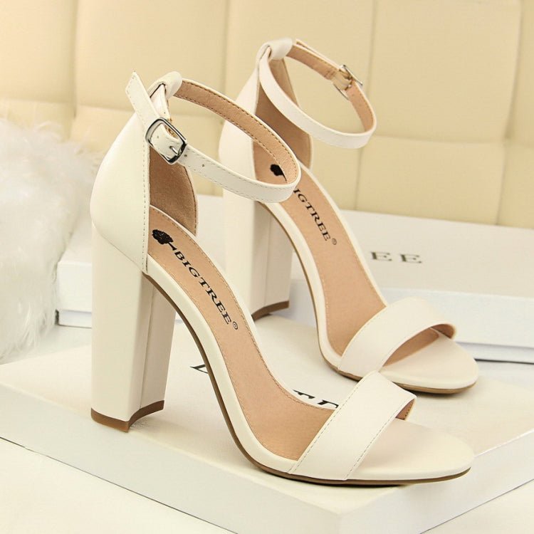 BIGTREE Women Shoes Summer High Heels Simple Chunky Sexy Nightclub Ankle Strap Sandals, Size: 36(White) - Mega Discount Store LebanonLebanon