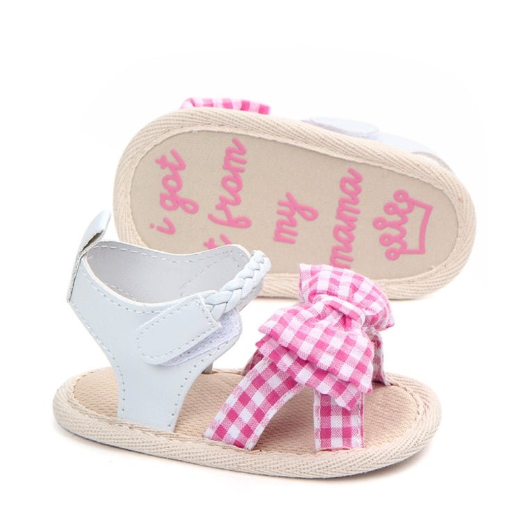 Bow Plaid Soft Weave Crib Anti - Slip Baby Girls Summer Shoes Anti - Slip Single Sandals, Size:13(Black & White) - Mega Discount Store LebanonLebanon