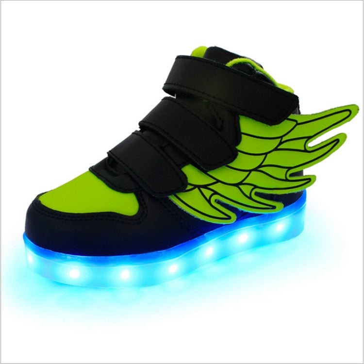 Children Colorful Light Shoes LED Charging Luminous Shoes, Size: 32(Black Green) - Mega Discount Store LebanonLebanon