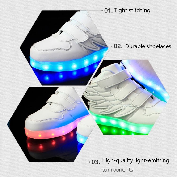 Children Colorful Light Shoes LED Charging Luminous Shoes, Size: 34(White) - Mega Discount Store LebanonLebanon