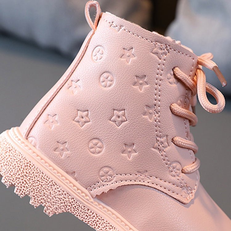 Children Martin Boots Padded Warm Leather Boots Simple Cotton Shoes, Size: 21(Pink) - Mega Discount Store LebanonLebanon