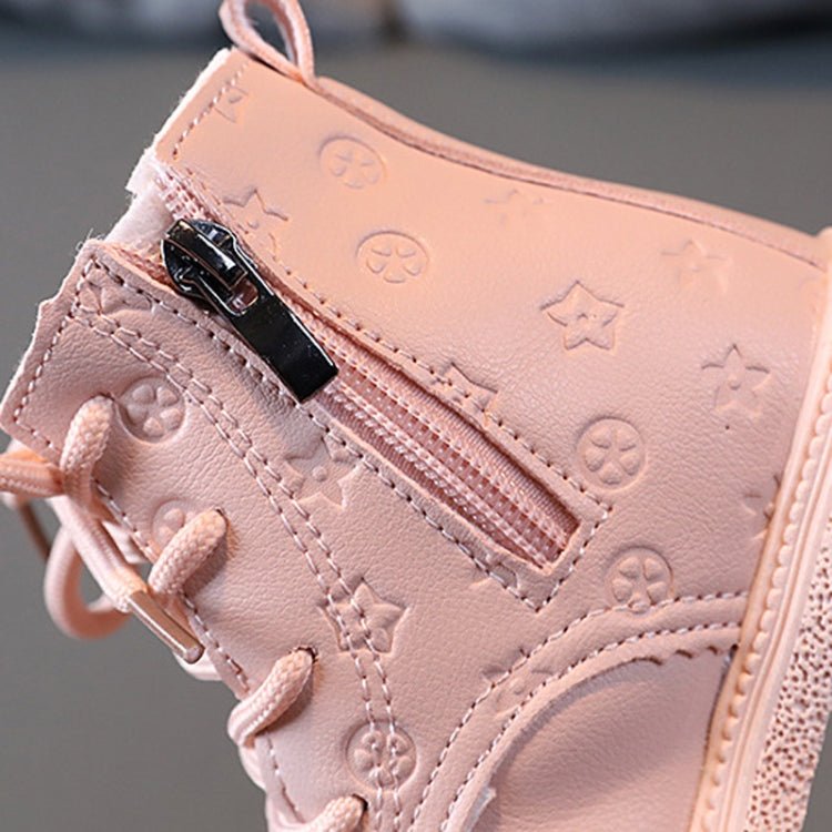Children Martin Boots Padded Warm Leather Boots Simple Cotton Shoes, Size: 21(Pink) - Mega Discount Store LebanonLebanon