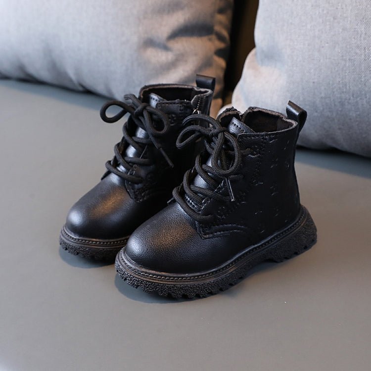 Children Martin Boots Padded Warm Leather Boots Simple Cotton Shoes, Size: 23(Black) - Mega Discount Store LebanonLebanon