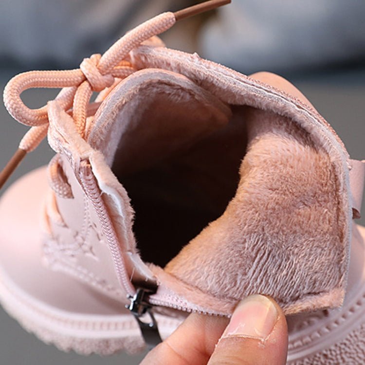 Children Martin Boots Padded Warm Leather Boots Simple Cotton Shoes, Size: 23(Pink) - Mega Discount Store LebanonLebanon