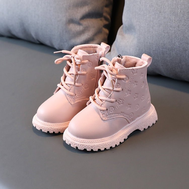 Children Martin Boots Padded Warm Leather Boots Simple Cotton Shoes, Size: 29(Pink) - Mega Discount Store LebanonLebanon