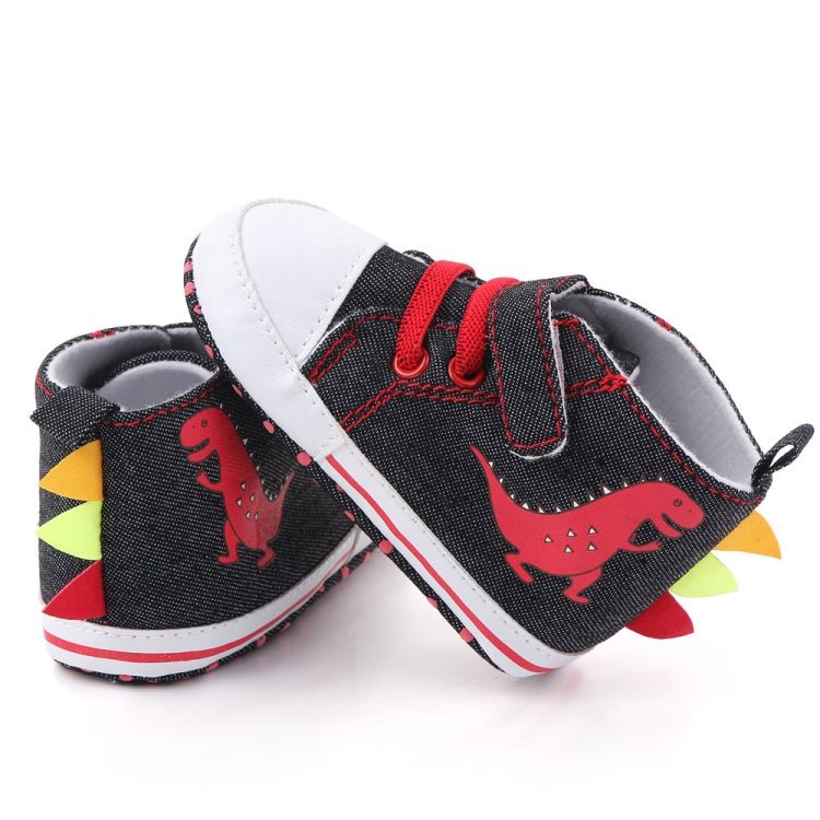 D2399 High Top Canvas Cartoon Dinosaur Small Wave Shoes Cloth Soles Walking Shoes, Size: 11cm(Black) - Mega Discount Store LebanonLebanon