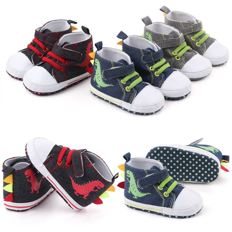 D2399 High Top Canvas Cartoon Dinosaur Small Wave Shoes Cloth Soles Walking Shoes, Size: 11cm(Grey) - Mega Discount Store LebanonLebanon