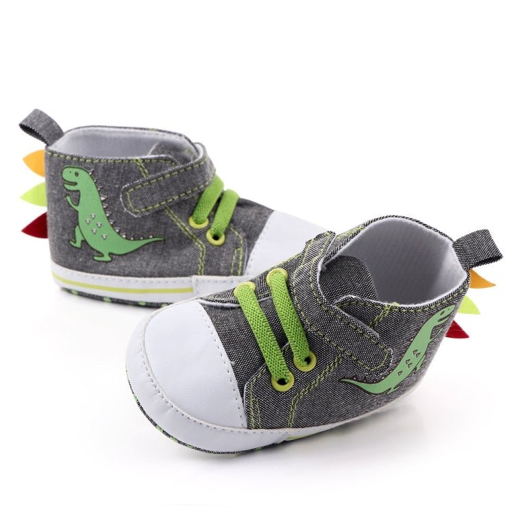 D2399 High Top Canvas Cartoon Dinosaur Small Wave Shoes Cloth Soles Walking Shoes, Size: 11cm(Grey) - Mega Discount Store LebanonLebanon