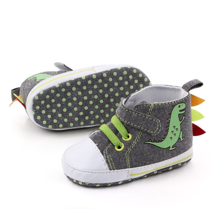 D2399 High Top Canvas Cartoon Dinosaur Small Wave Shoes Cloth Soles Walking Shoes, Size: 11cm(Grey) - Mega Discount Store LebanonLebanon