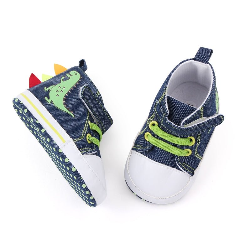 D2399 High Top Canvas Cartoon Dinosaur Small Wave Shoes Cloth Soles Walking Shoes, Size: 12cm(Denim Blue) - Mega Discount Store LebanonLebanon