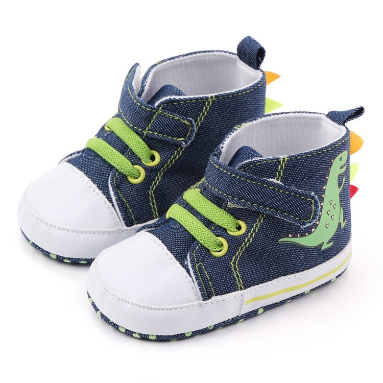 D2399 High Top Canvas Cartoon Dinosaur Small Wave Shoes Cloth Soles Walking Shoes, Size: 12cm(Denim Blue) - Mega Discount Store LebanonLebanon