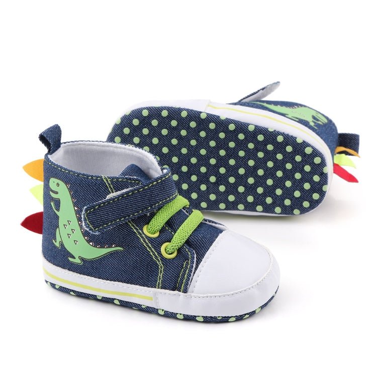 D2399 High Top Canvas Cartoon Dinosaur Small Wave Shoes Cloth Soles Walking Shoes, Size: 12cm(Denim Blue) - Mega Discount Store LebanonLebanon
