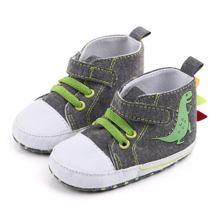 D2399 High Top Canvas Cartoon Dinosaur Small Wave Shoes Cloth Soles Walking Shoes, Size: 12cm(Grey) - Mega Discount Store LebanonLebanon