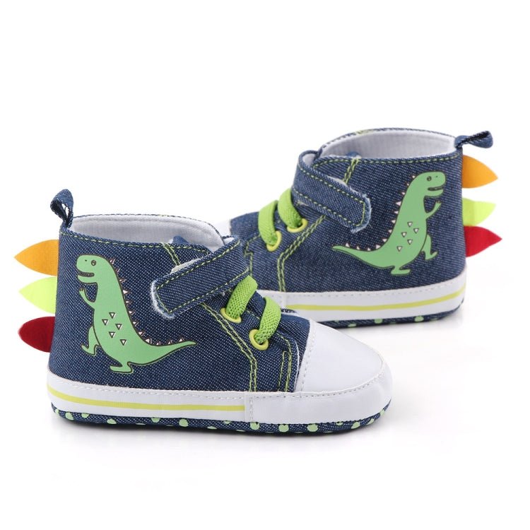 D2399 High Top Canvas Cartoon Dinosaur Small Wave Shoes Cloth Soles Walking Shoes, Size: 13cm(Denim Blue) - Mega Discount Store LebanonLebanon