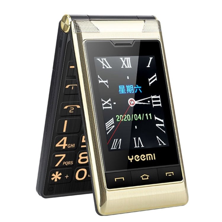 Dual - screen Flip Phone, 2.8 inch + 2.4 inch, 5900mAh Battery, Support FM, SOS, GSM, Family Number, Big Keys, Dual SIM (Gold) - Mega Discount Store LebanonLebanon