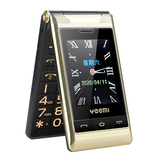 Dual - screen Flip Phone, 2.8 inch + 2.4 inch, 5900mAh Battery, Support FM, SOS, GSM, Family Number, Big Keys, Dual SIM (Gold) - Mega Discount Store LebanonLebanon