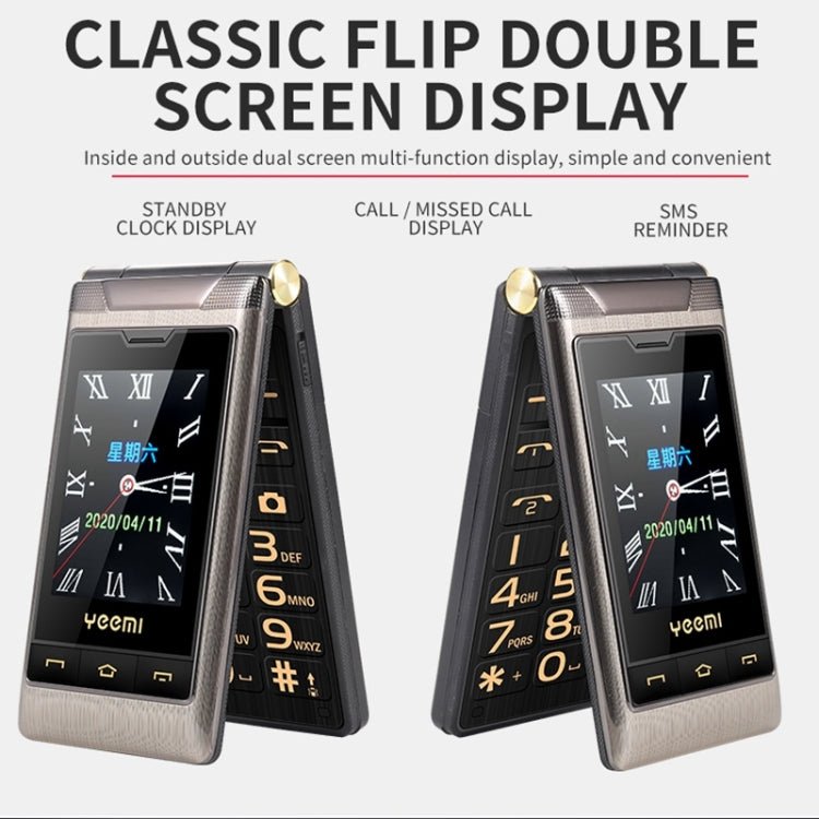 Dual - screen Flip Phone, 2.8 inch + 2.4 inch, 5900mAh Battery, Support FM, SOS, GSM, Family Number, Big Keys, Dual SIM(Gun Metal) - Mega Discount Store LebanonLebanon