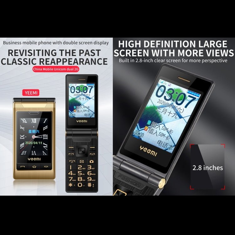 Dual - screen Flip Phone, 2.8 inch + 2.4 inch, 5900mAh Battery, Support FM, SOS, GSM, Family Number, Big Keys, Dual SIM(Gun Metal) - Mega Discount Store LebanonLebanon