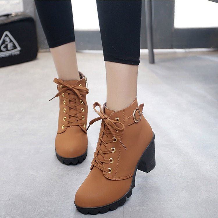Fashion Square High Heels Solid Color Sneakers Women Snow Boots, Shoe Size:36(Yellow) - Mega Discount Store LebanonLebanon