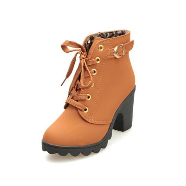 Fashion Square High Heels Solid Color Sneakers Women Snow Boots, Shoe Size:36(Yellow) - Mega Discount Store LebanonLebanon