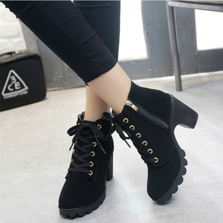 Fashion Square High Heels Solid Color Sneakers Women Snow Boots, Shoe Size:40(Black) - Mega Discount Store LebanonLebanon