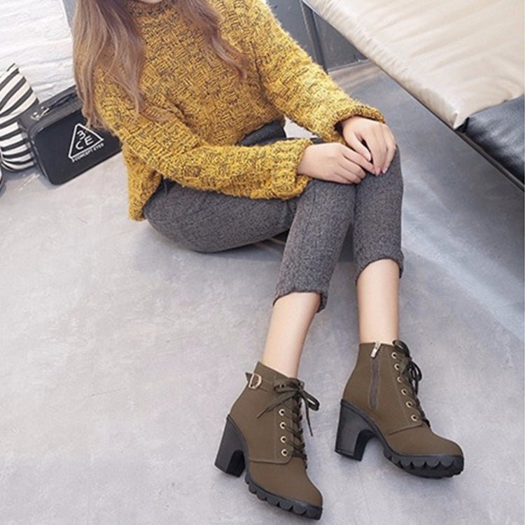 Fashion Square High Heels Solid Color Sneakers Women Snow Boots, Shoe Size:40(Green) - Mega Discount Store LebanonLebanon