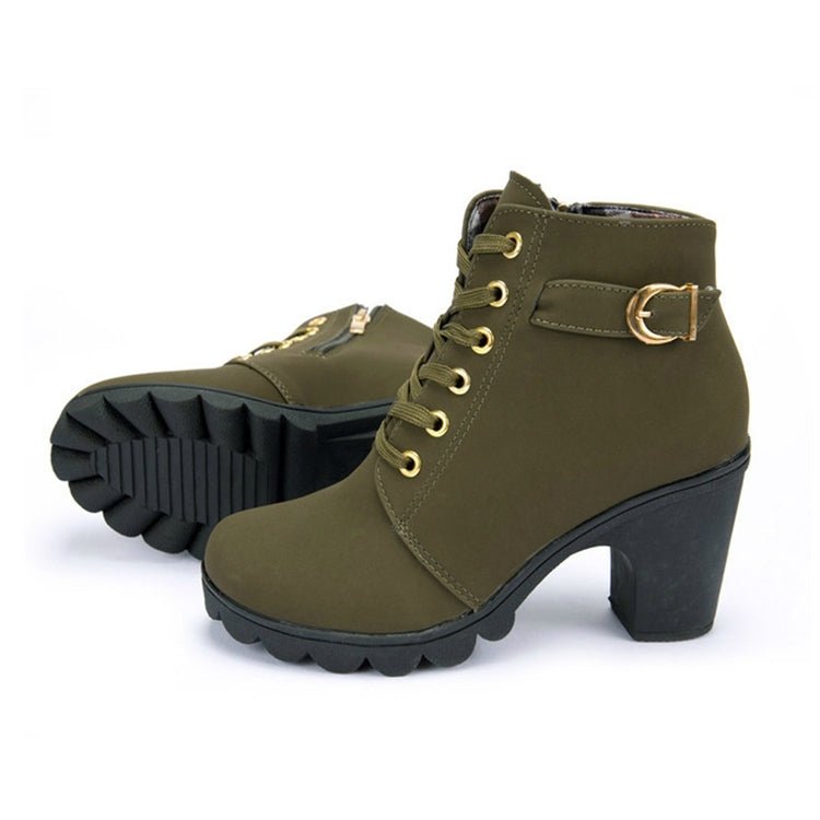 Fashion Square High Heels Solid Color Sneakers Women Snow Boots, Shoe Size:40(Green) - Mega Discount Store LebanonLebanon
