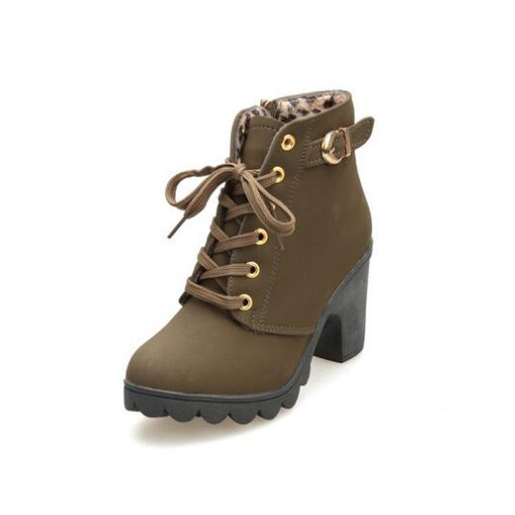 Fashion Square High Heels Solid Color Sneakers Women Snow Boots, Shoe Size:41(Green) - Mega Discount Store LebanonLebanon
