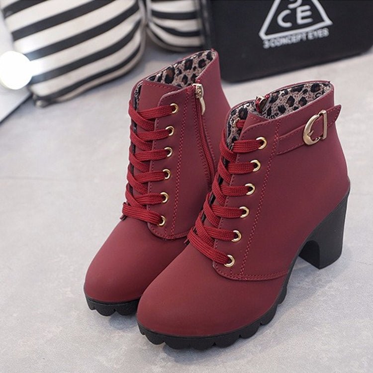 Fashion Square High Heels Solid Color Sneakers Women Snow Boots, Shoe Size:41(Red Wine) - Mega Discount Store LebanonLebanon