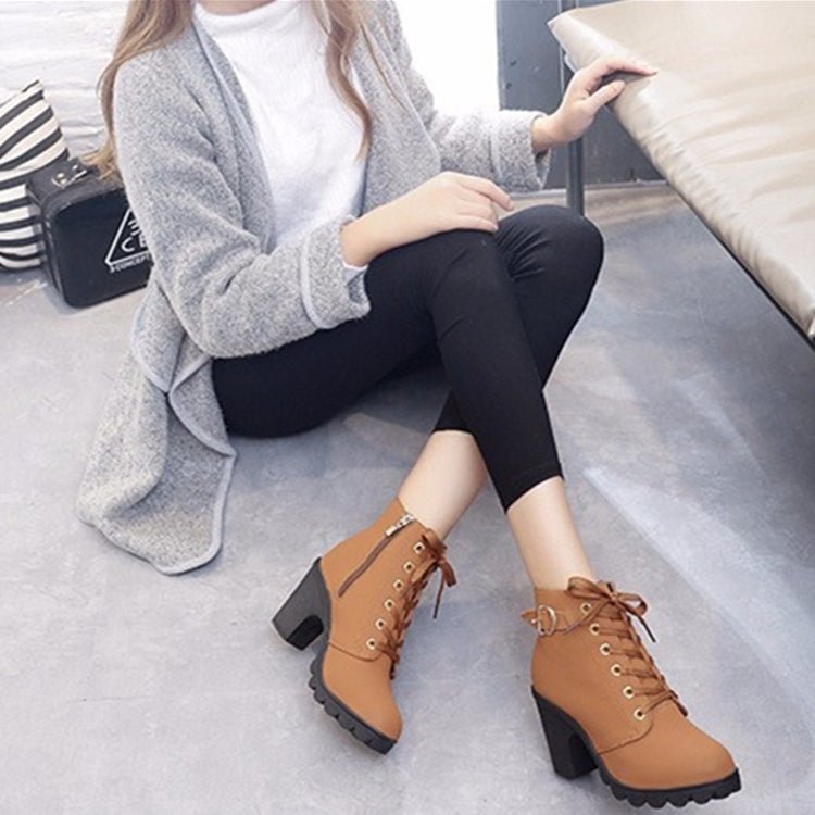 Fashion Square High Heels Solid Color Sneakers Women Snow Boots, Shoe Size:41(Yellow) - Mega Discount Store LebanonLebanon