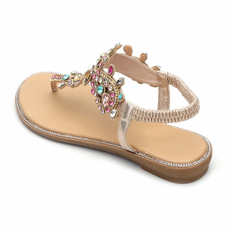 Female Rhinestones Flats sandals, Shoe Size:39(Gold Color Drill) - Mega Discount Store LebanonLebanon