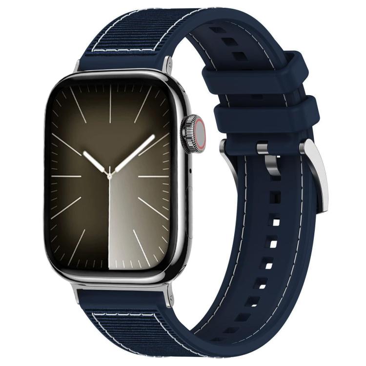 For Apple Watch 38 / 40 / 41 / S10 42mm 20mm xDfind Hybrid Nylon Braid Silicone Watch Band(Midnight Blue) - Mega Discount Store LebanonLebanon