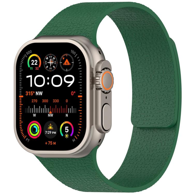 For Apple Watch 38 / 40 / 41 / S10 42mm xDfind Litchi Texture Magnetic Silicone Watch Band(Dark Green) - Mega Discount Store LebanonLebanon