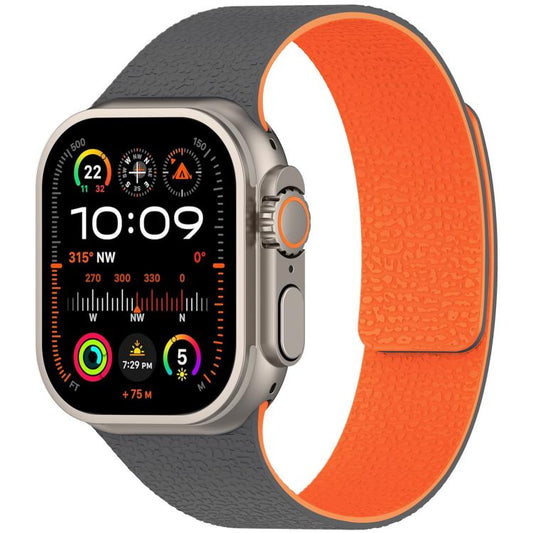 For Apple Watch 38 / 40 / 41 / S10 42mm xDfind Litchi Texture Magnetic Silicone Watch Band(Grey Orange) - Mega Discount Store LebanonLebanon