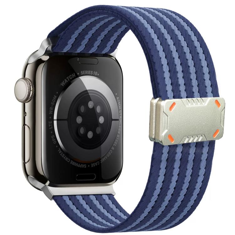 For Apple Watch 42mm / 41mm / 40mm / 38mm Mecha Armor Magnetic Buckle Nylon Watch Band(Blue) - Mega Discount Store LebanonLebanon