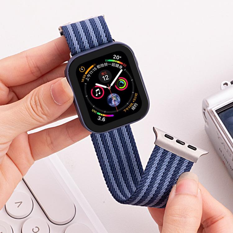 For Apple Watch 42mm / 41mm / 40mm / 38mm Mecha Armor Magnetic Buckle Nylon Watch Band(Blue) - Mega Discount Store LebanonLebanon