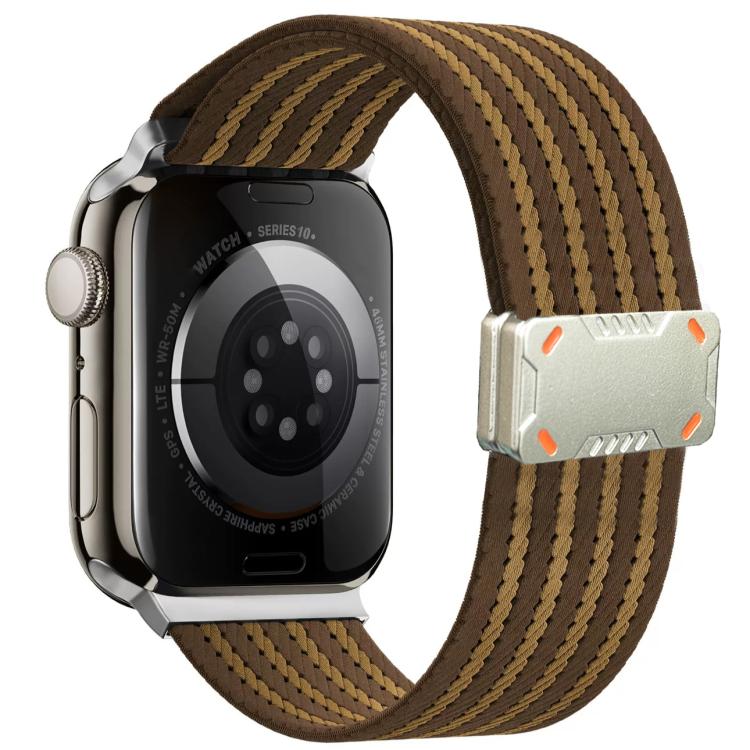 For Apple Watch 42mm / 41mm / 40mm / 38mm Mecha Armor Magnetic Buckle Nylon Watch Band(Brown) - Mega Discount Store LebanonLebanon