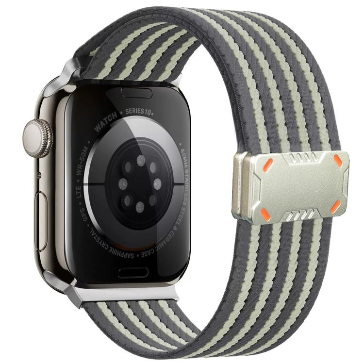 For Apple Watch 42mm / 41mm / 40mm / 38mm Mecha Armor Magnetic Buckle Nylon Watch Band(Grey) - Mega Discount Store LebanonLebanon