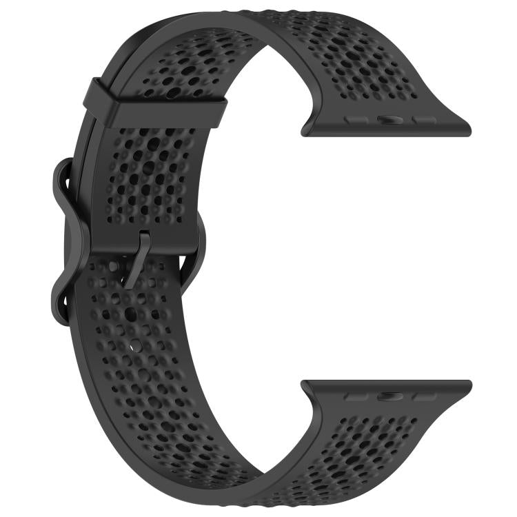 For Apple Watch 46mm / 49mm / 45mm / 44mm Breathable Holes Silicone Watch Band(Black) - Mega Discount Store LebanonLebanon
