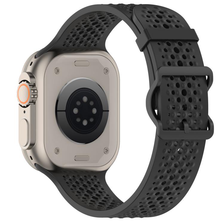 For Apple Watch 46mm / 49mm / 45mm / 44mm Breathable Holes Silicone Watch Band(Black) - Mega Discount Store LebanonLebanon