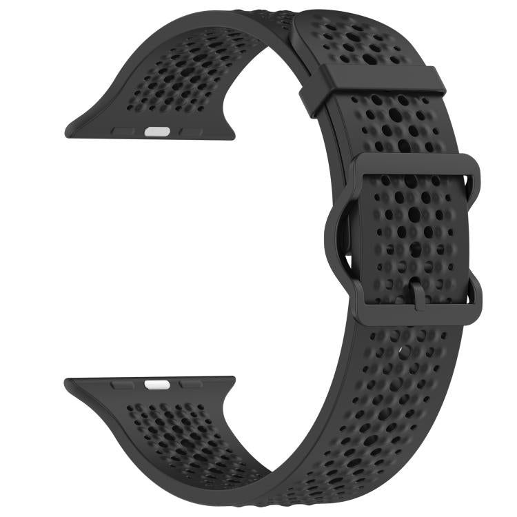 For Apple Watch 46mm / 49mm / 45mm / 44mm Breathable Holes Silicone Watch Band(Black) - Mega Discount Store LebanonLebanon